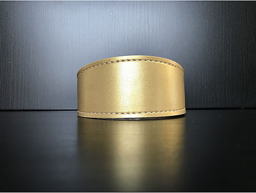 Lined Yellow Gold - Whippet Leather Collar - Size M